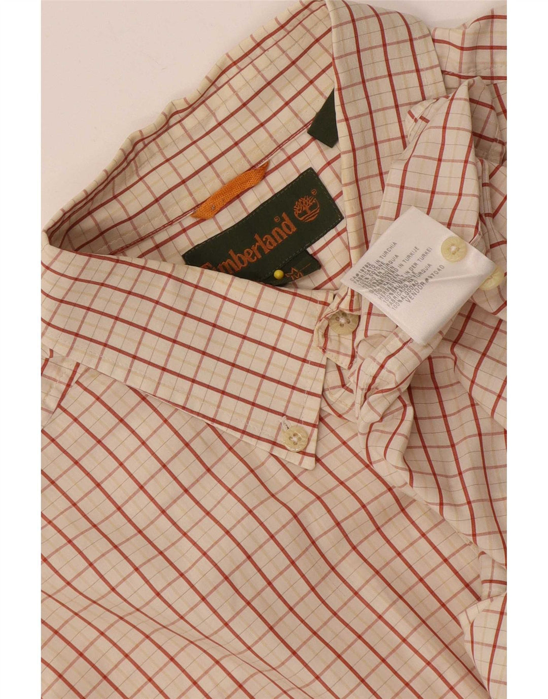 Camicia a maniche corte da uomo Timberland in cotone a quadri beige medio