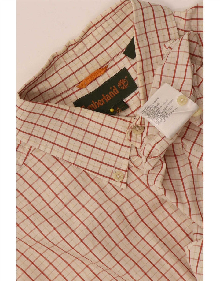 Camicia a maniche corte da uomo Timberland in cotone a quadri beige medio