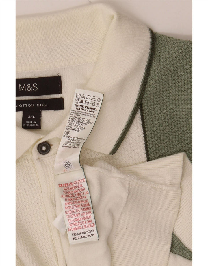 Polo da uomo MARKS & SPENCER 3XL cotone color block bianco