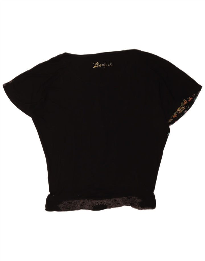 Desigual Camicetta grafica oversize da donna Top UK 16 Large Black Floral