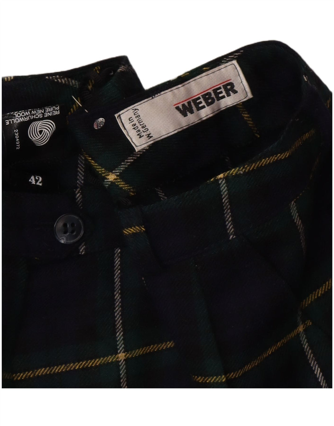 Bermuda vintage da donna a vita alta EU 42 Large W30 blu navy a quadri