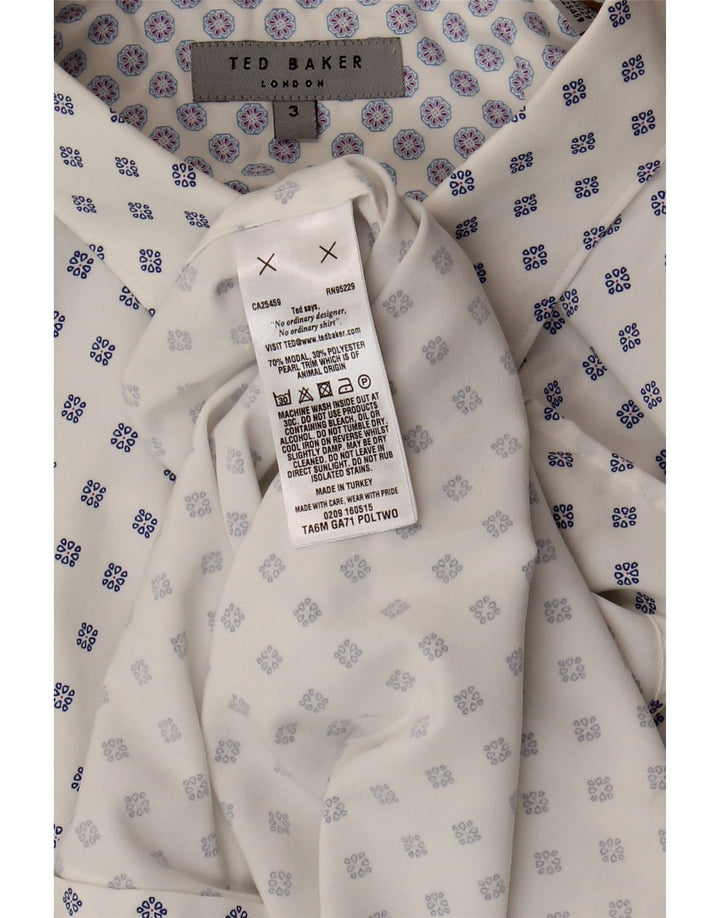 TED BAKER Mens Shirt Size 3 Medium White Spotted Modal Vintage Ted Baker and Second-Hand Ted Baker from Messina Hembry 