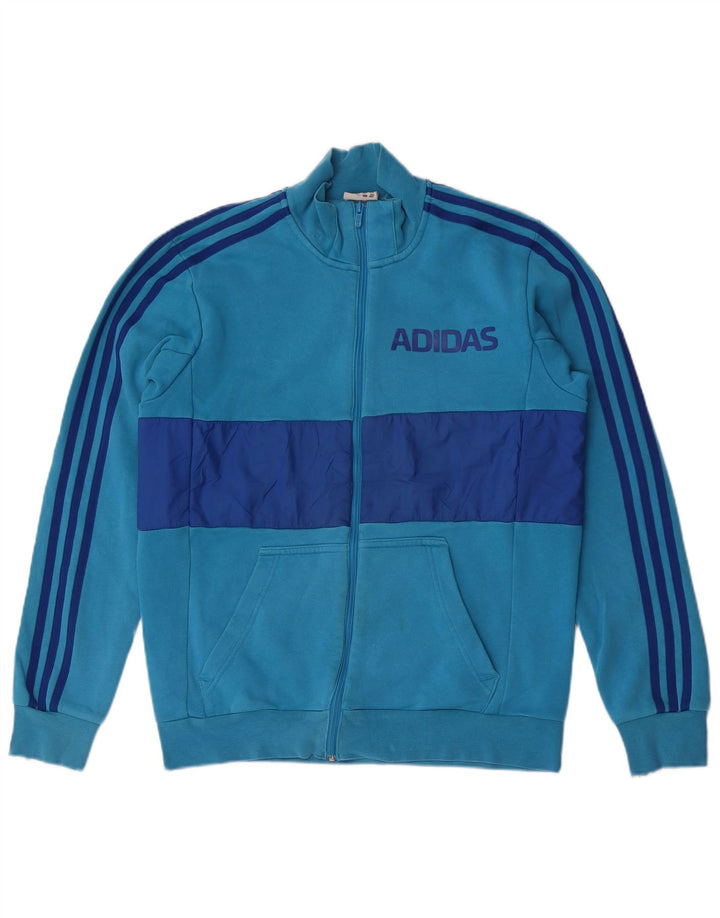 Giacca da ginnastica grafica da uomo Adidas Top in cotone color block blu medio