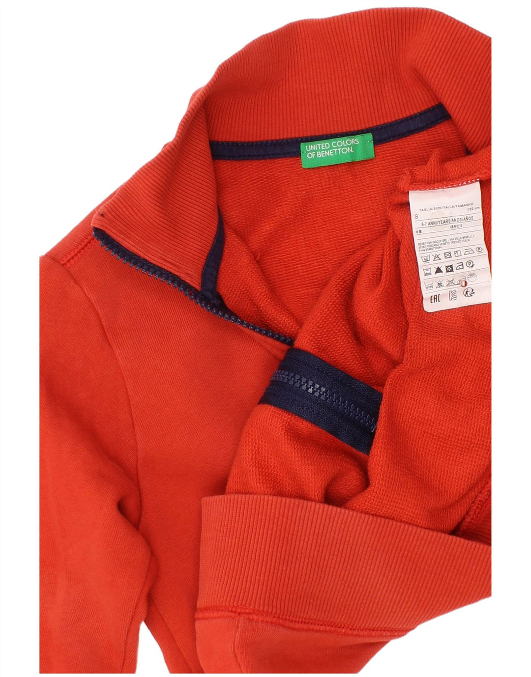 Giacca Top Tuta Bambino BENETTON 6-7 Anni Small Rosso Cotone