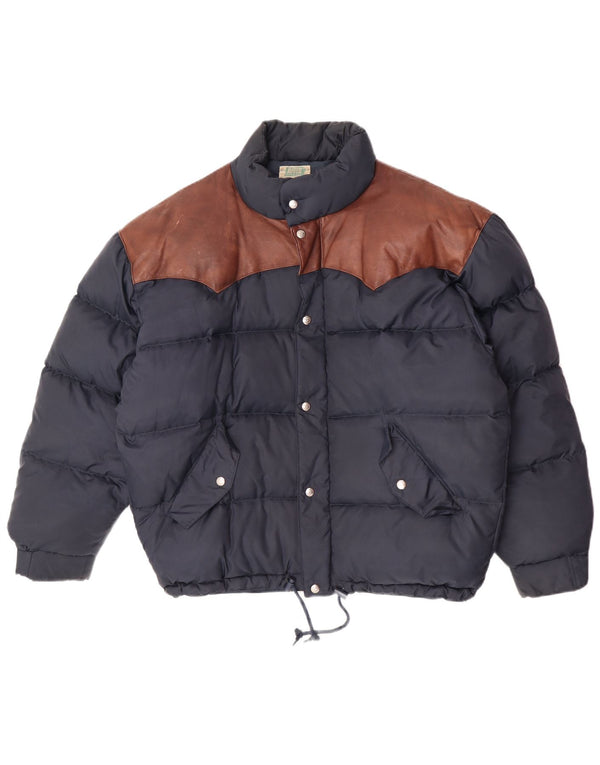 Giacca imbottita da uomo Rifle UK 40 Large Blu Navy Colorblock Poliammide