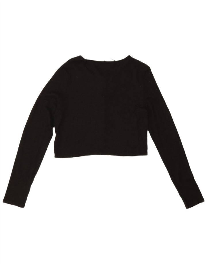 Maglione cardigan corto da donna Zara UK 14 grande viscosa nera