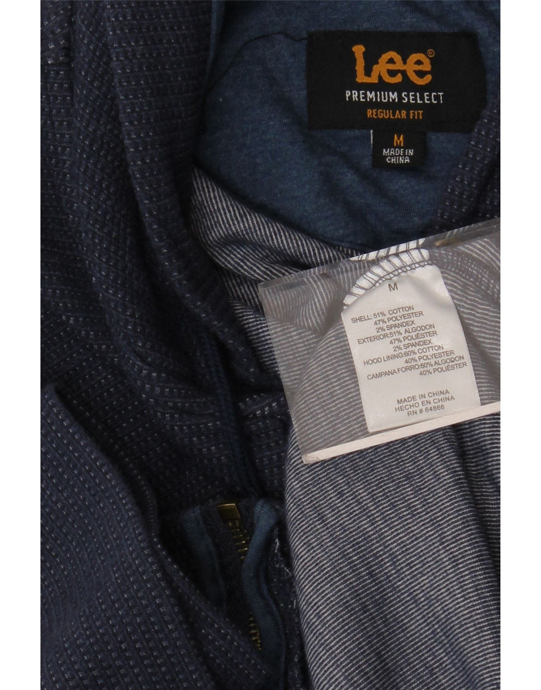 Maglione con cappuccio e cerniera LEE da uomo, vestibilità regolare, in cotone maculato blu navy medio