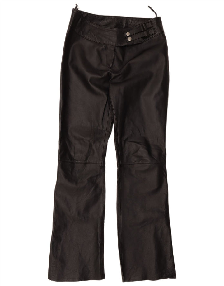 Pantaloni in pelle bootcut da donna Yuppie EU 40 medio W32 L30 neri