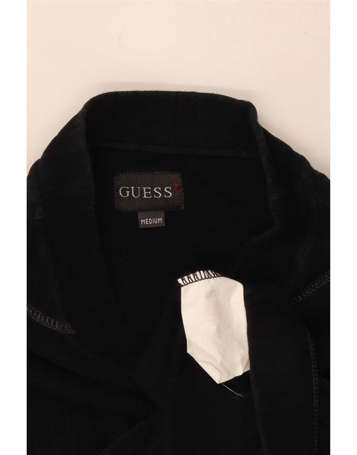 Guess Top da donna a maniche lunghe UK 14 medio cotone nero