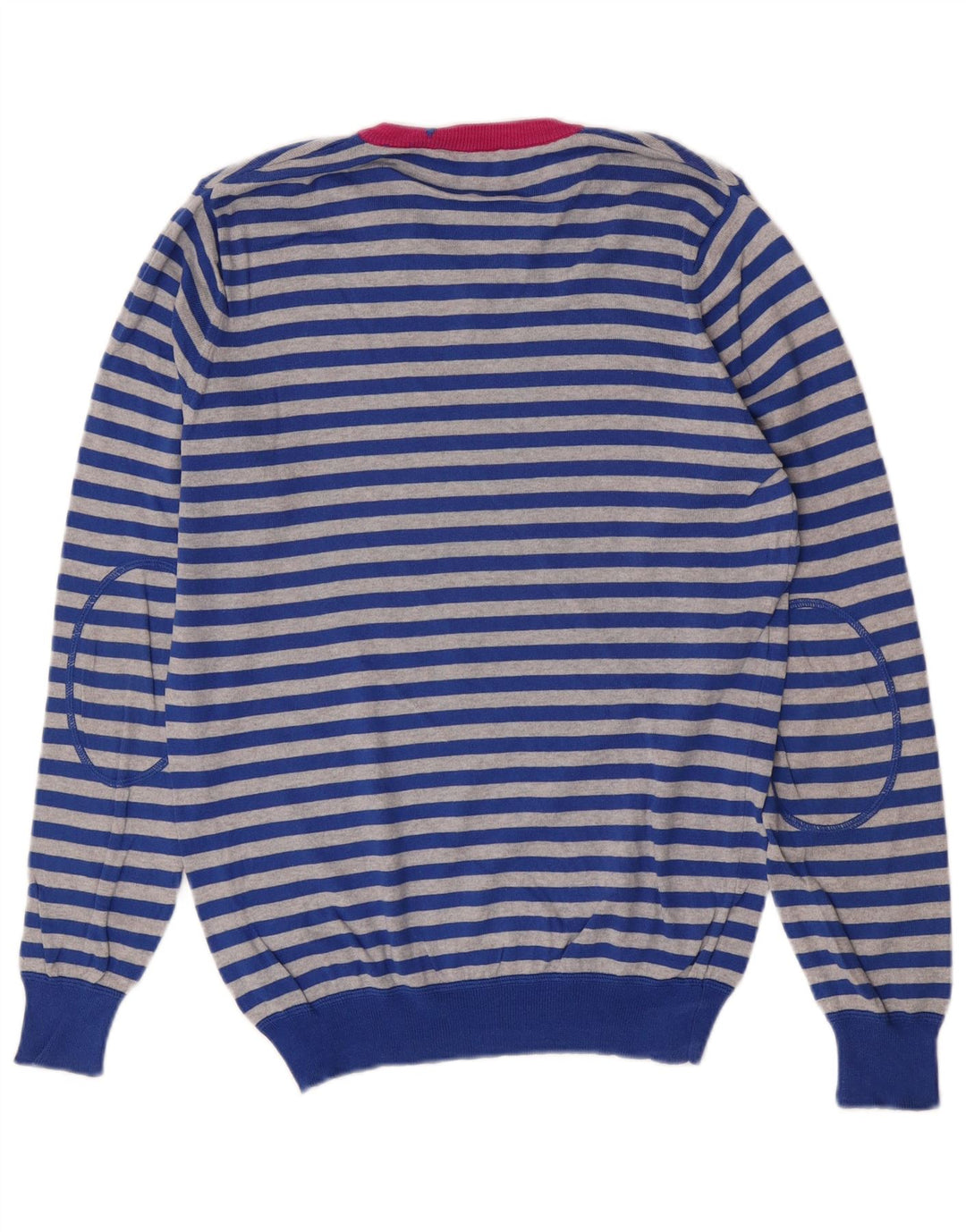 Maglione da uomo con scollo a V Gas in cotone a righe blu medio