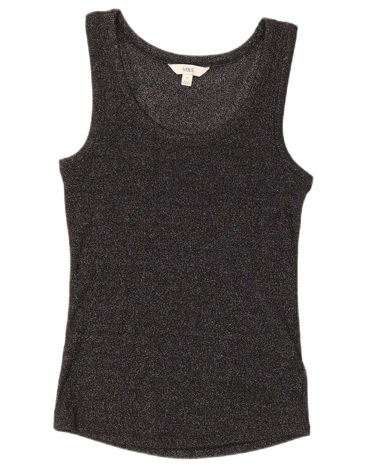 Canotta da donna Marks & Spencer UK 12 cotone medio nero screziato
