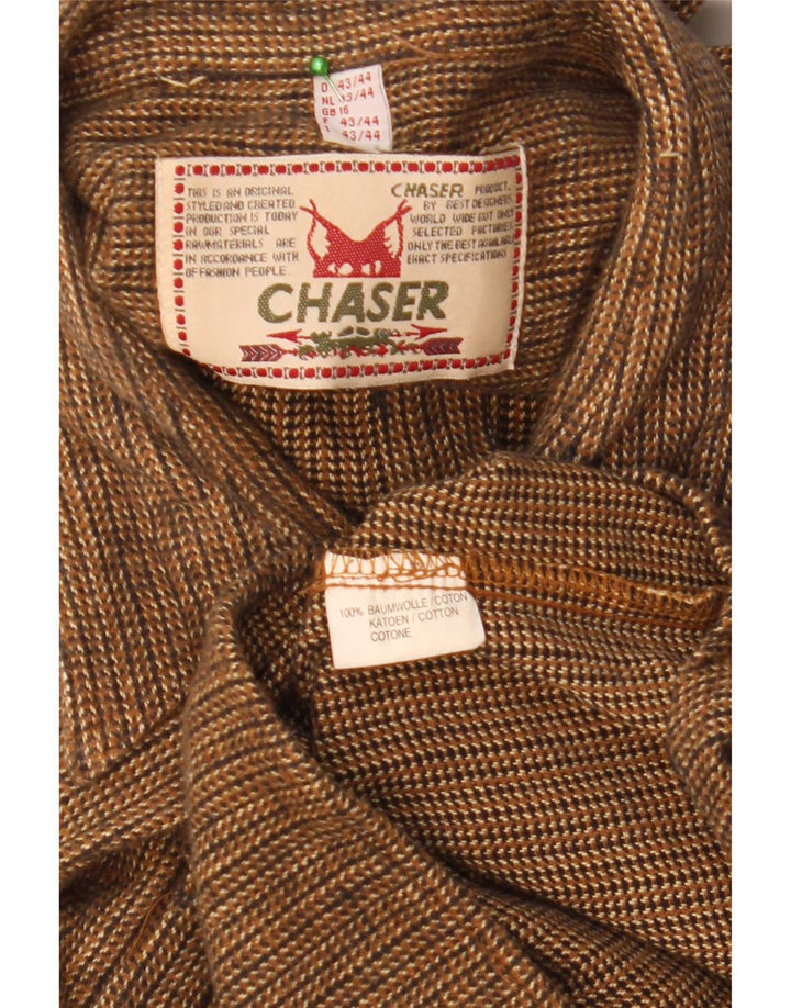 Camicia da uomo in flanella Chaser taglia 16 grande cotone a righe marroni