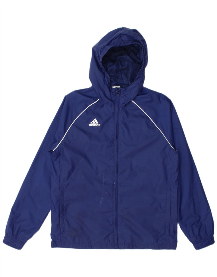 Giacca antipioggia con cappuccio Adidas da ragazzo 11-12 anni in nylon blu navy