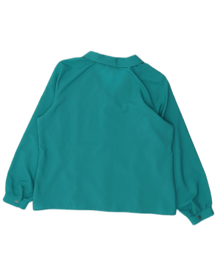 VINTAGE Womens Shirt Blouse UK 18 XL Blue Polyester