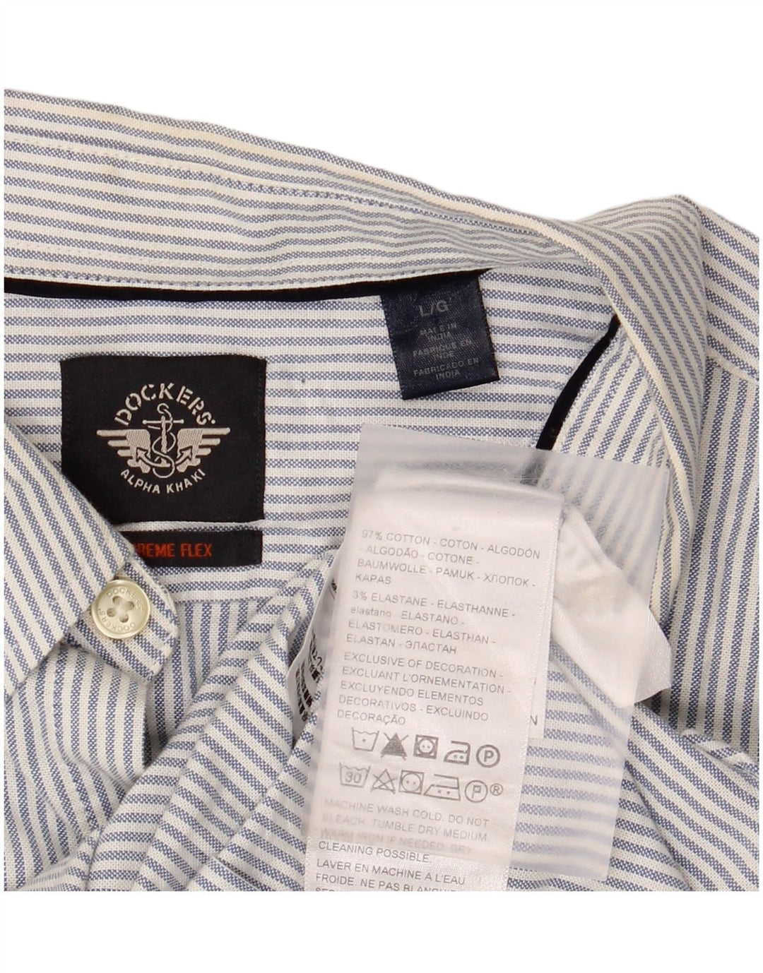 Camicia da uomo Dockers Large in cotone gessato blu