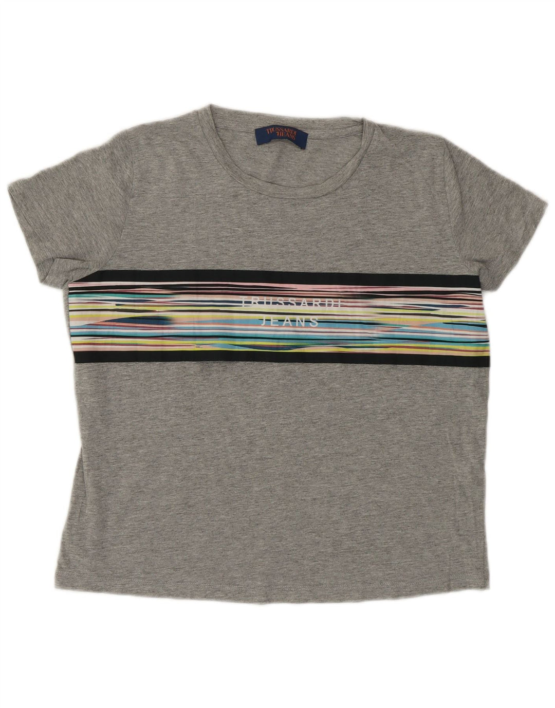 T-shirt grafica corta da donna Trussardi UK 14 Grigio medio a righe