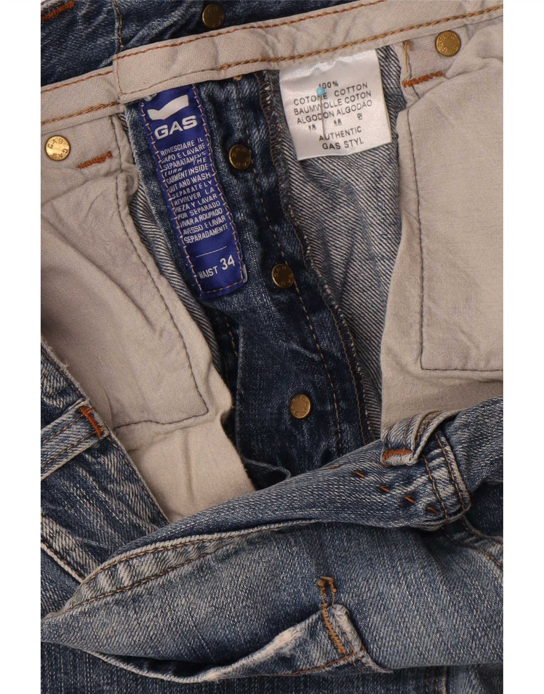 Jeans dritti da uomo Gas W34 L34 in cotone blu