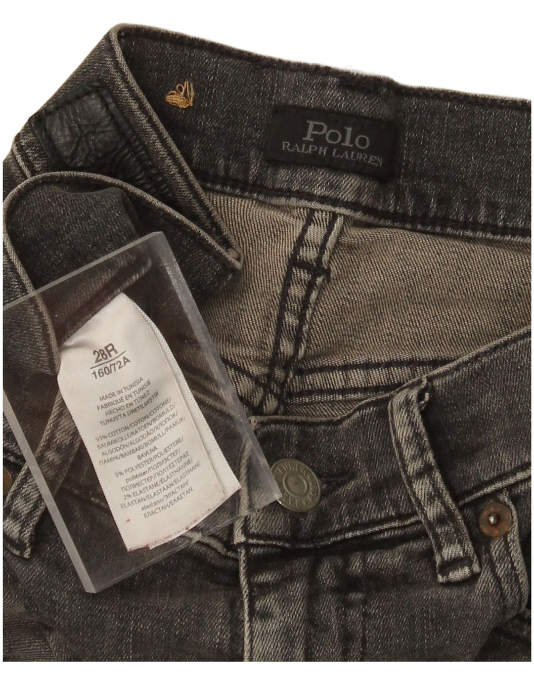 POLO RALPH LAUREN Jeans skinny effetto consumato da donna W28 L25 cotone grigio