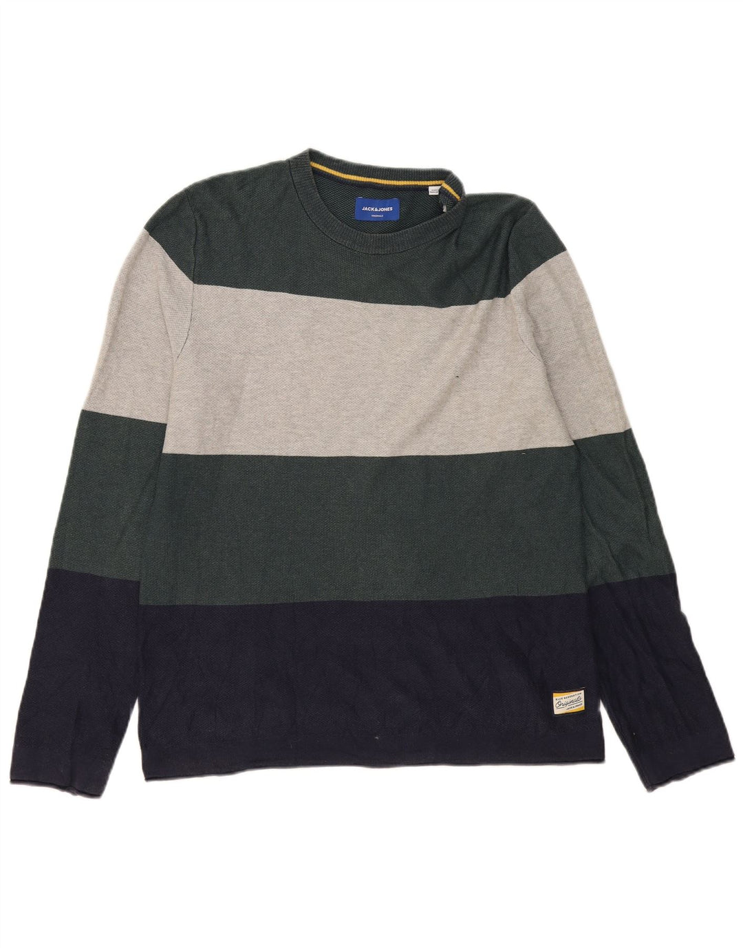 Jack & Jones Top da uomo a maniche lunghe in cotone a righe grandi multicolori
