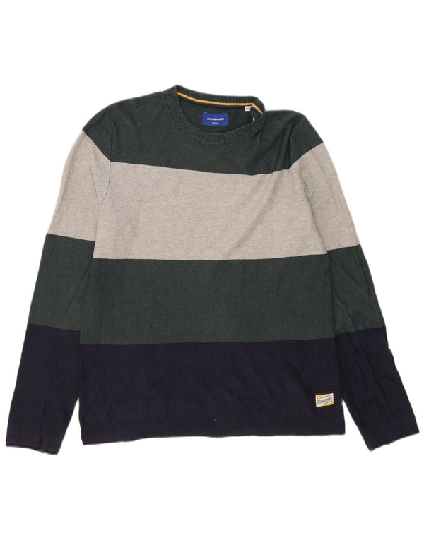 Jack & Jones Top da uomo a maniche lunghe in cotone a righe grandi multicolori