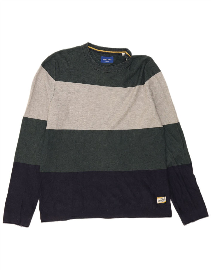 Jack & Jones Top da uomo a maniche lunghe in cotone a righe grandi multicolori