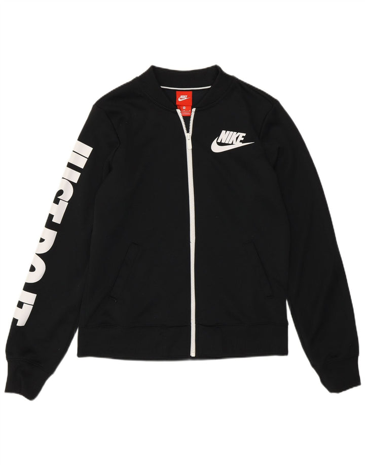 Giacca da ginnastica grafica da donna Nike UK 14 poliestere nero medio