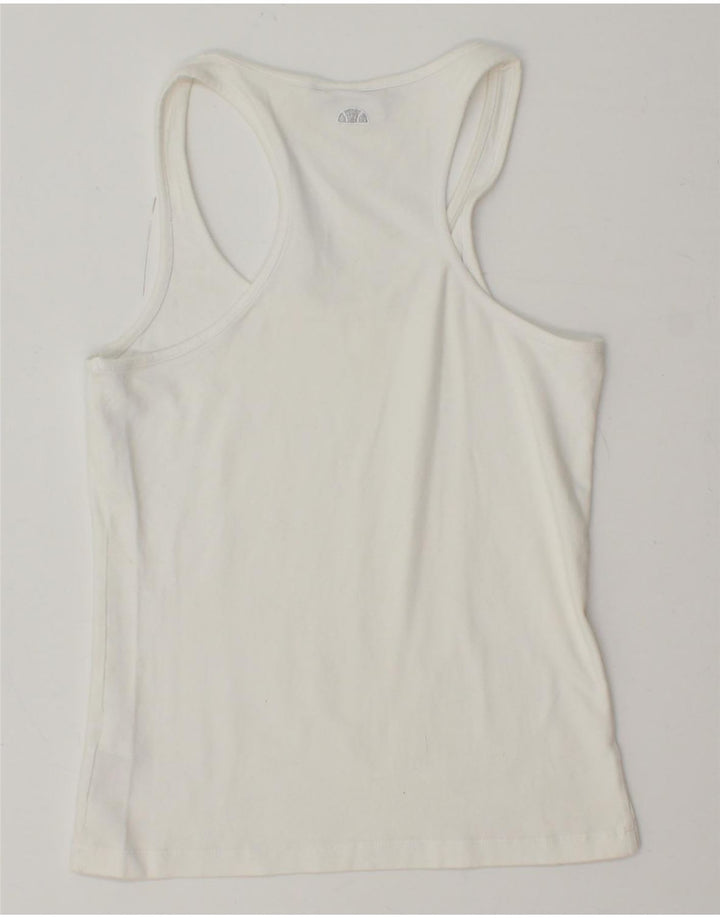 ELLESSE Womens Vest Top UK 8 Small White Cotton
