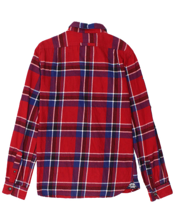 Camicia da uomo in flanella Superdry in cotone a quadri rossi piccoli