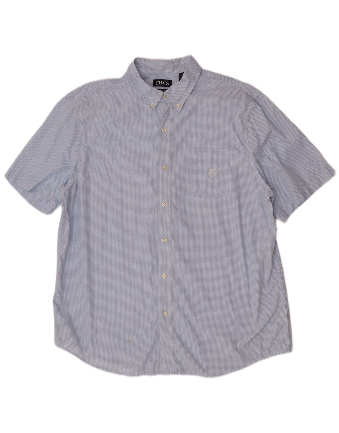 Camicia a maniche corte da uomo Chaps Easy Care XL in cotone a quadri blu