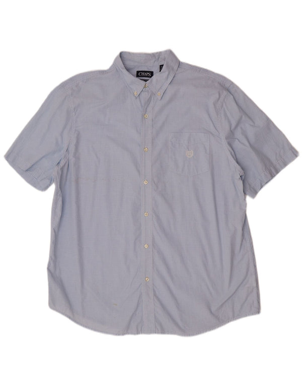 Camicia a maniche corte da uomo Chaps Easy Care XL in cotone a quadri blu