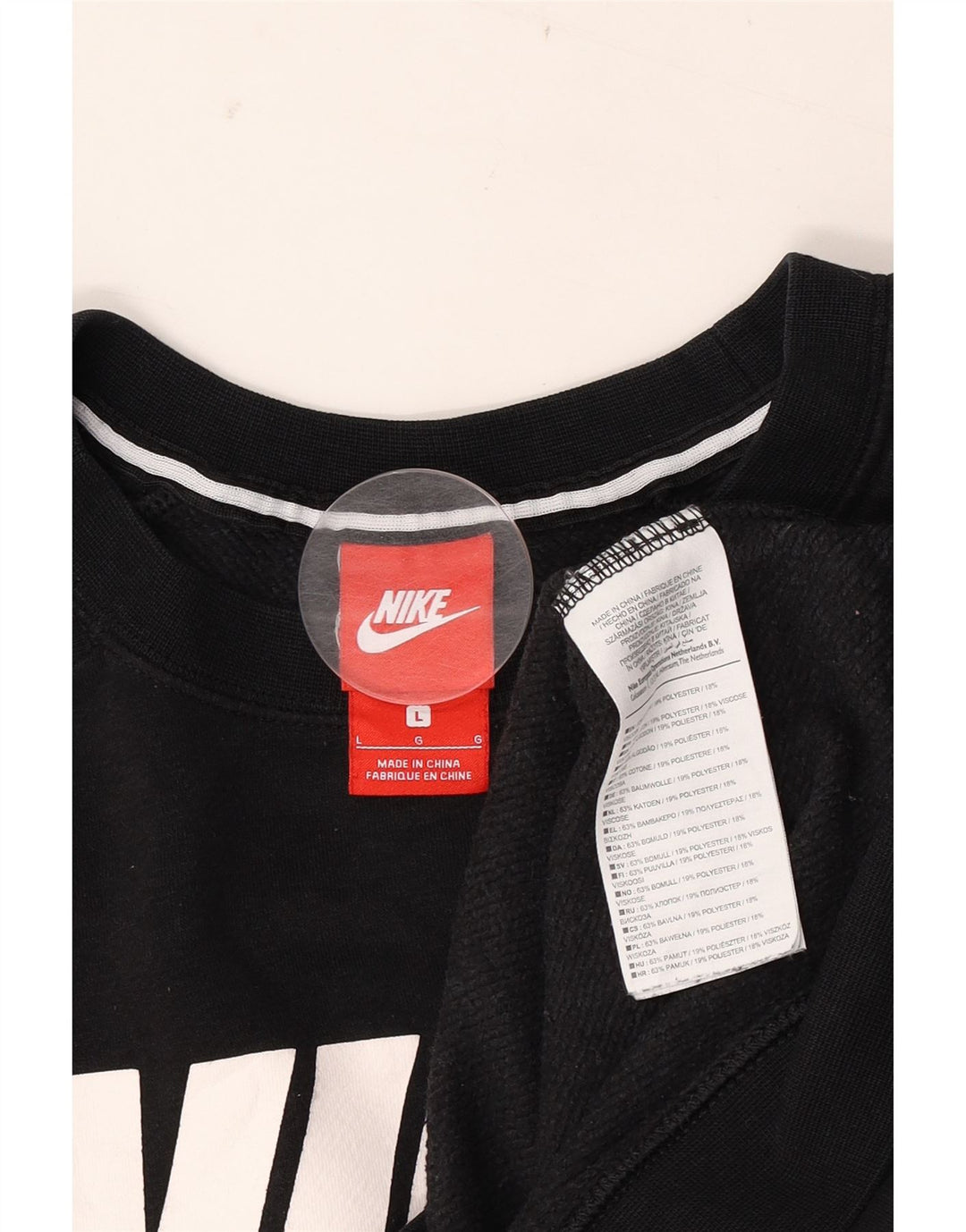 Felpa con grafica NIKE da donna, maglione UK 16, grande, cotone nero