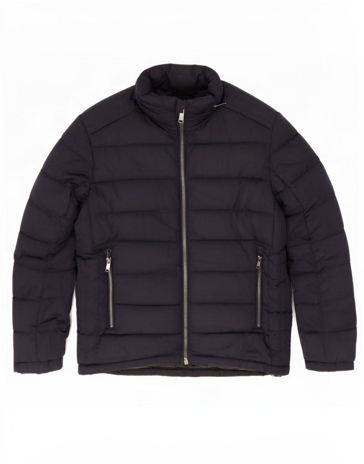 Giacca imbottita con cappuccio da uomo Zara UK 38 medio blu navy