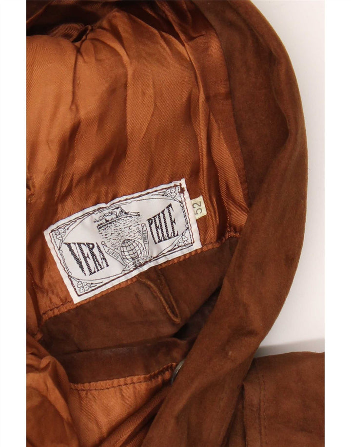Giacca blazer in pelle vintage da uomo a 2 bottoni IT 52 XL Marrone