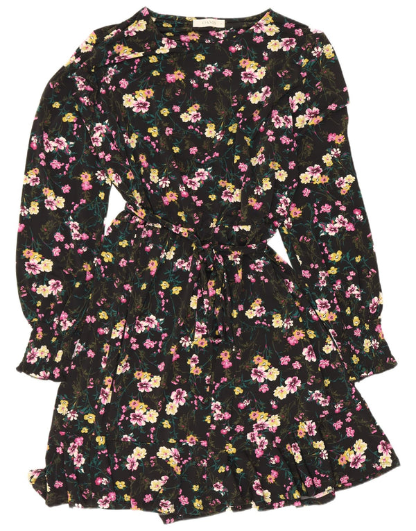 Abito a trapezio da donna a maniche lunghe Oasis UK 18 XL Poliestere floreale nero