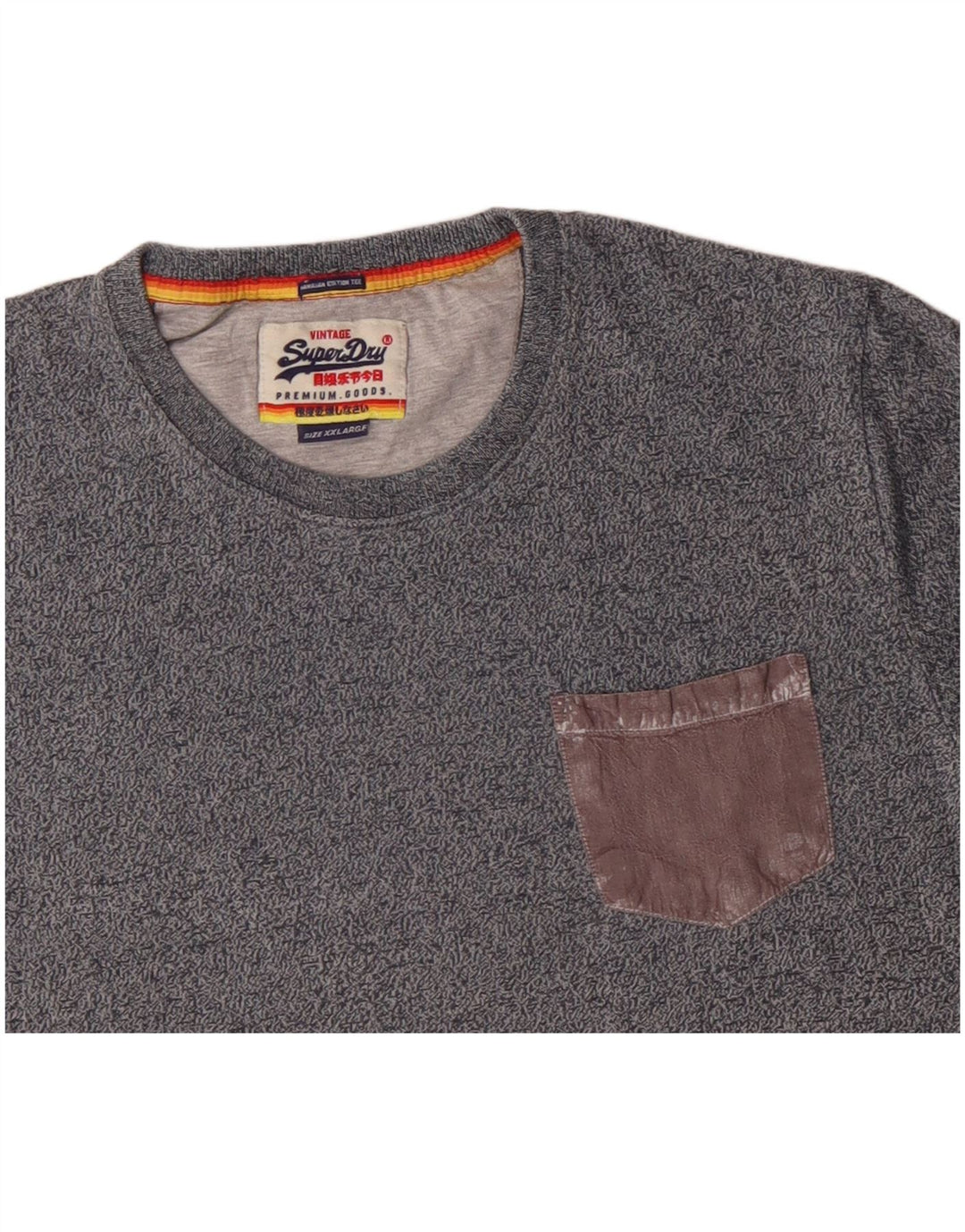 T-shirt da uomo SUPERDRY Top 2XL cotone chiazzato grigio