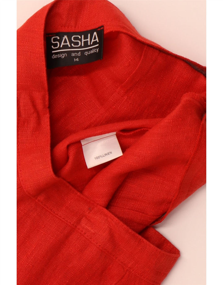 Pantaloni casual bootcut da donna SASHA UK 14 Medium W30 L29 Lino rosso