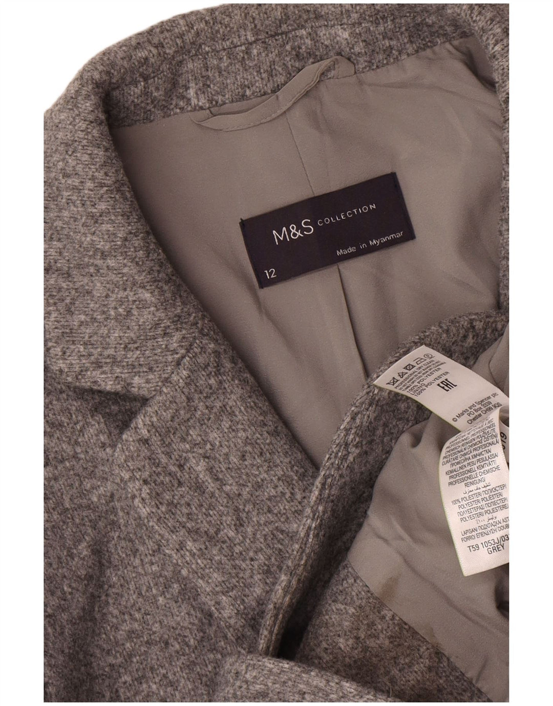 Giacca blazer a 2 bottoni Marks & Spencer da donna UK 12 Poliestere grigio medio