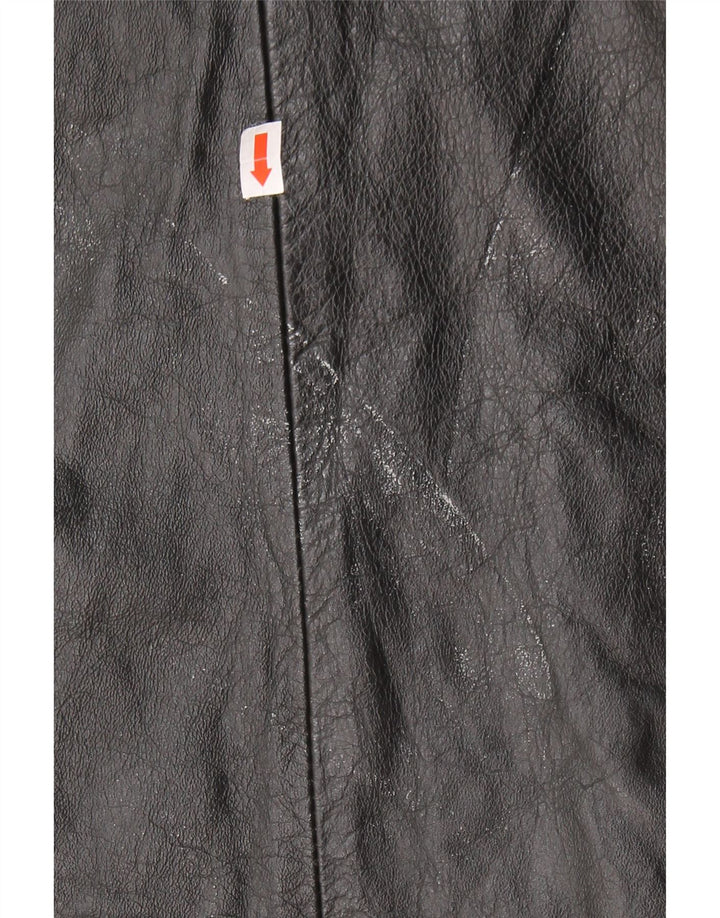 Cappotto in pelle da donna VINTAGE UK 10 piccolo in pelle nera
