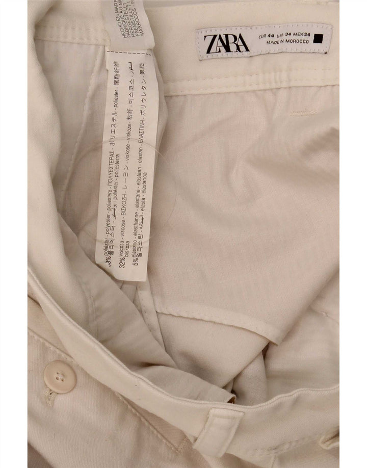 Pantaloni chino slim da uomo Zara EU 44 Large W34 L30 poliestere bianco