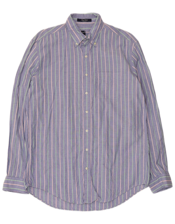 Gant Camicia da uomo vestibilità regolare in cotone a righe grandi blu