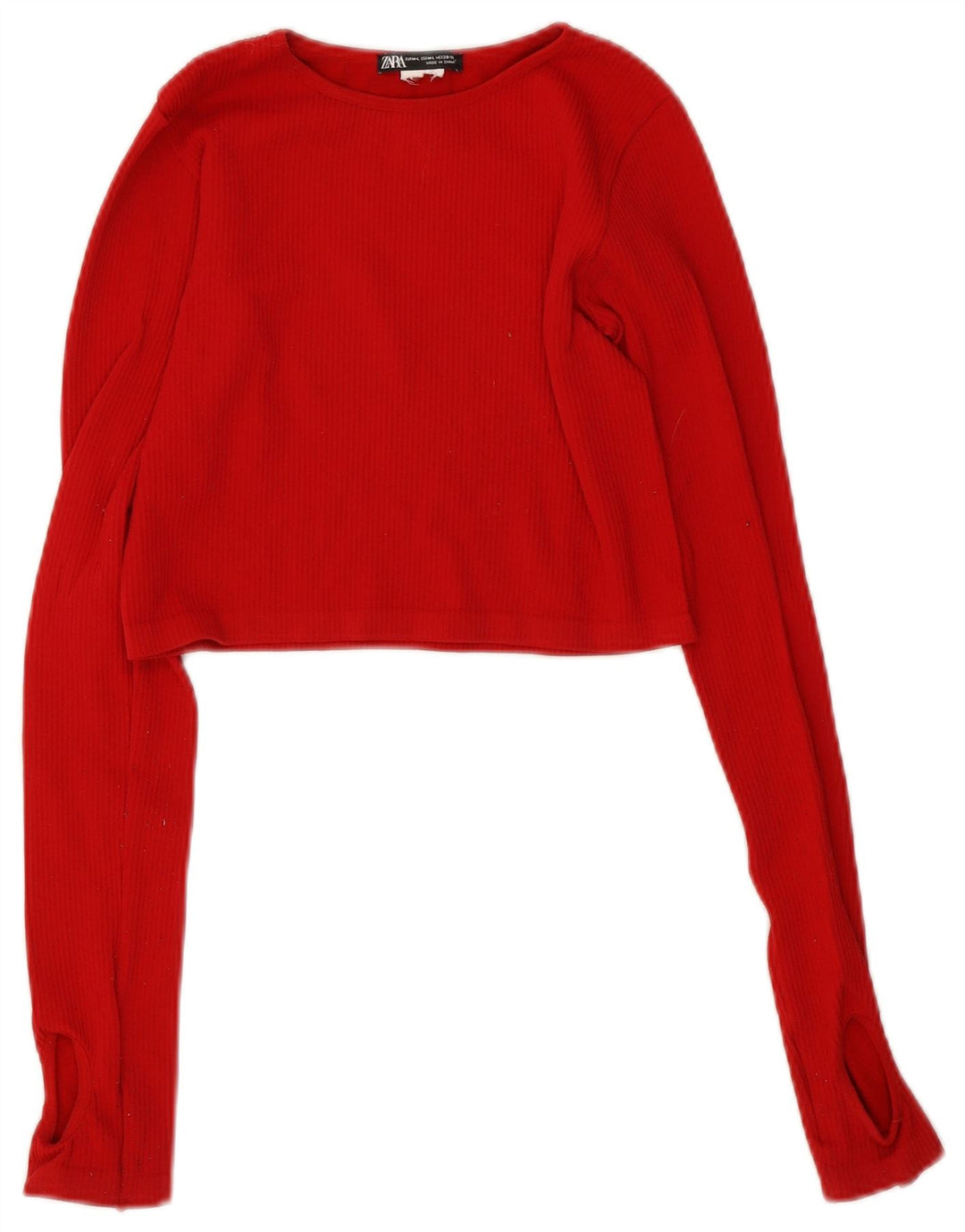 Top corto a maniche lunghe da donna Zara UK 12 rosso medio