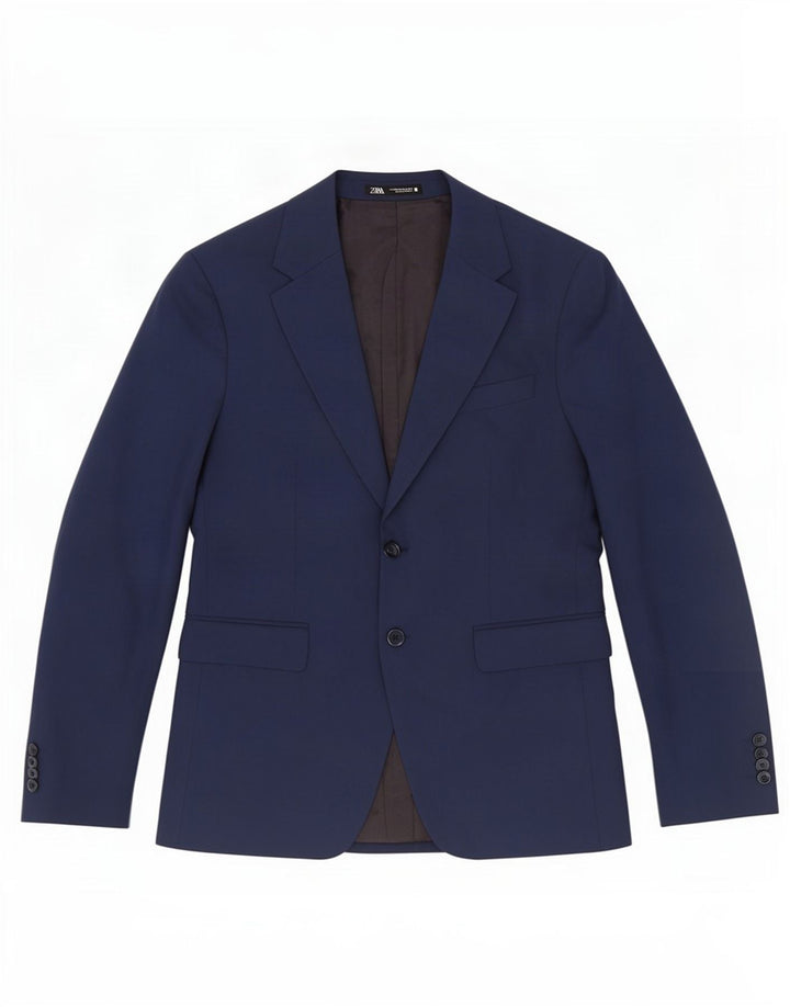 Giacca blazer da uomo a 2 bottoni Zara EU 46 piccola in poliestere blu navy
