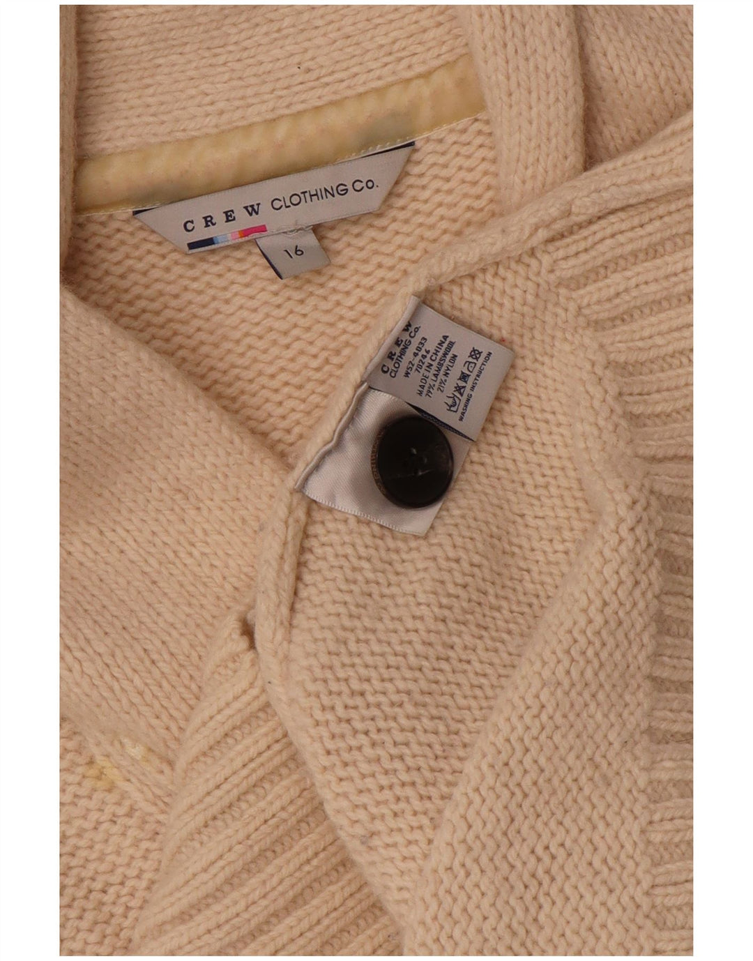 CREW CLOTHING Maglione cardigan da donna UK 16 Large Beige Lana