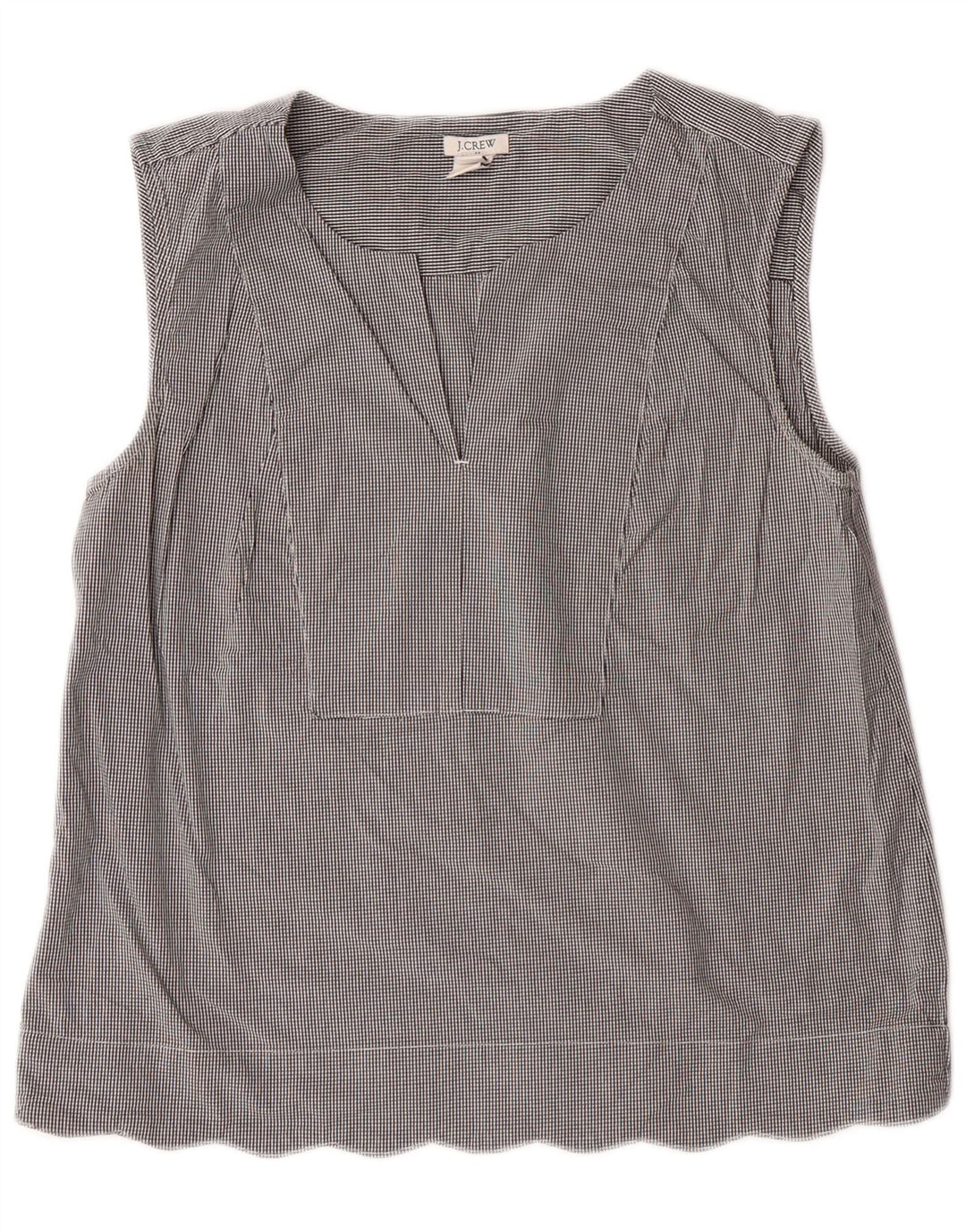 J. Crew Camicetta senza maniche da donna Top US 6 Cotone a quadretti grigio medio