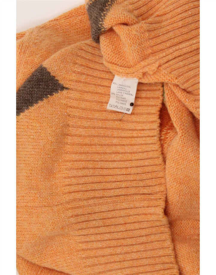 Maglione maglione girocollo da uomo vintage arancione medio a rombi/diamante
