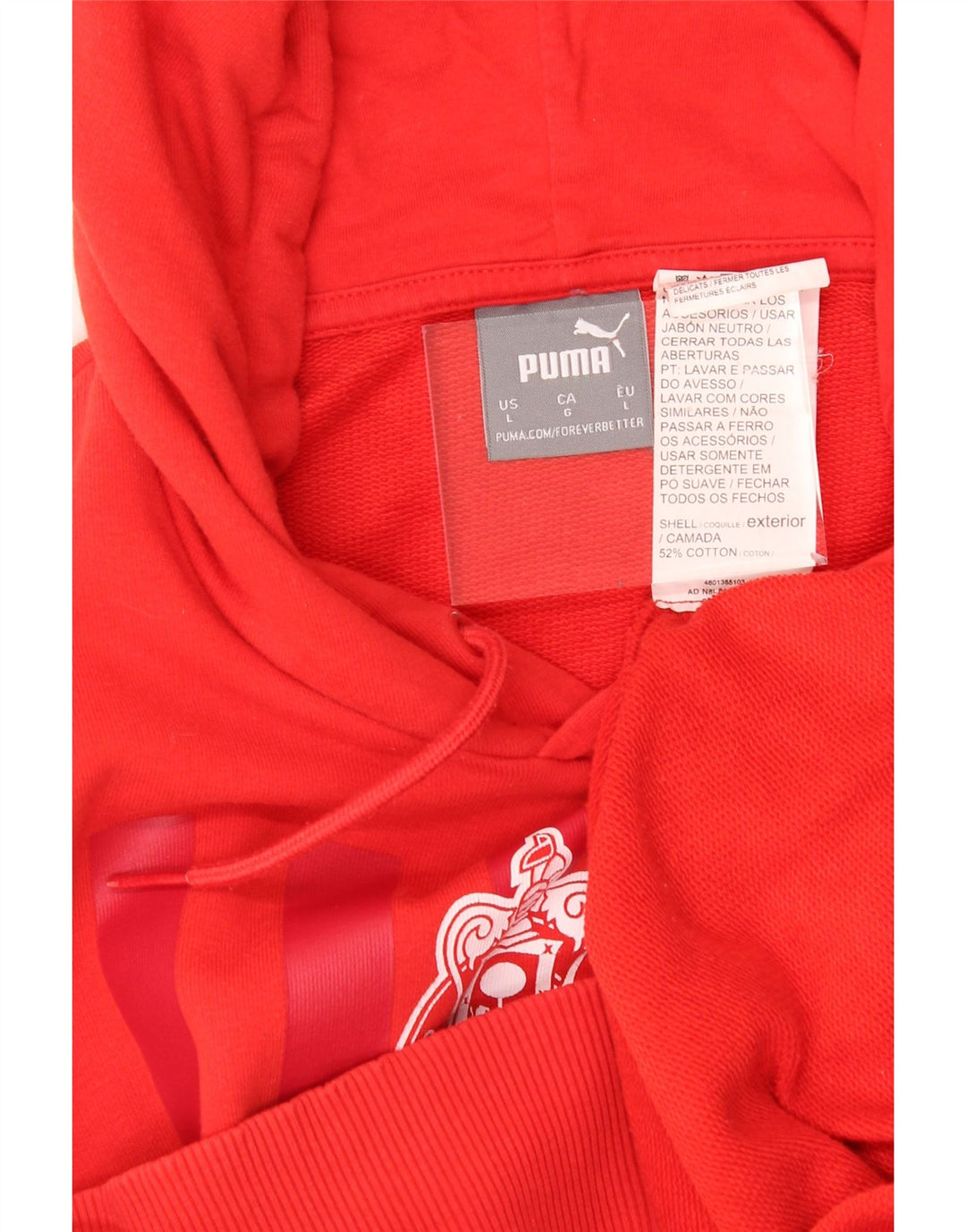 PUMA Mens Graphic Hoodie Jumper Large Red Cotton Vintage Puma and Second-Hand Puma from Messina Hembry 