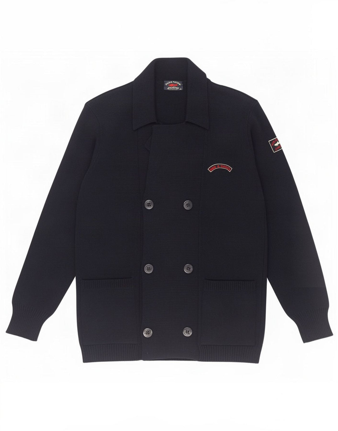 Paul & Shark Maglione cardigan doppiopetto da uomo in lana blu navy media