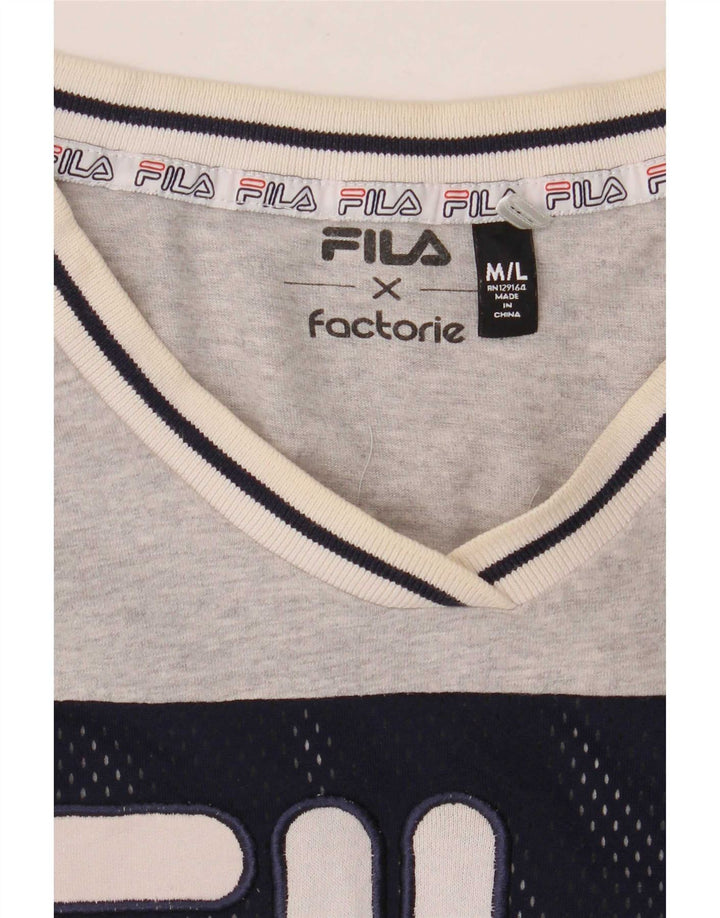 T-shirt grafica da uomo Fila Top Large grigio color block