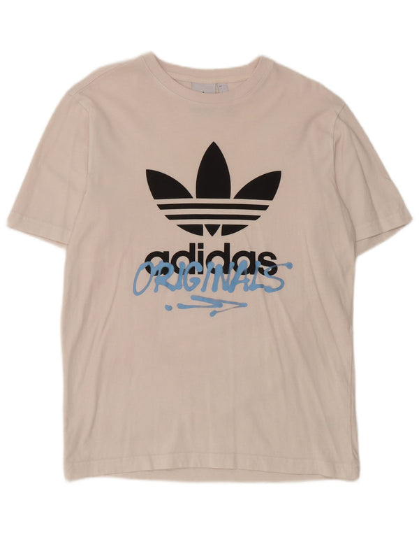 T-shirt grafica da uomo Adidas Top piccola in cotone bianco