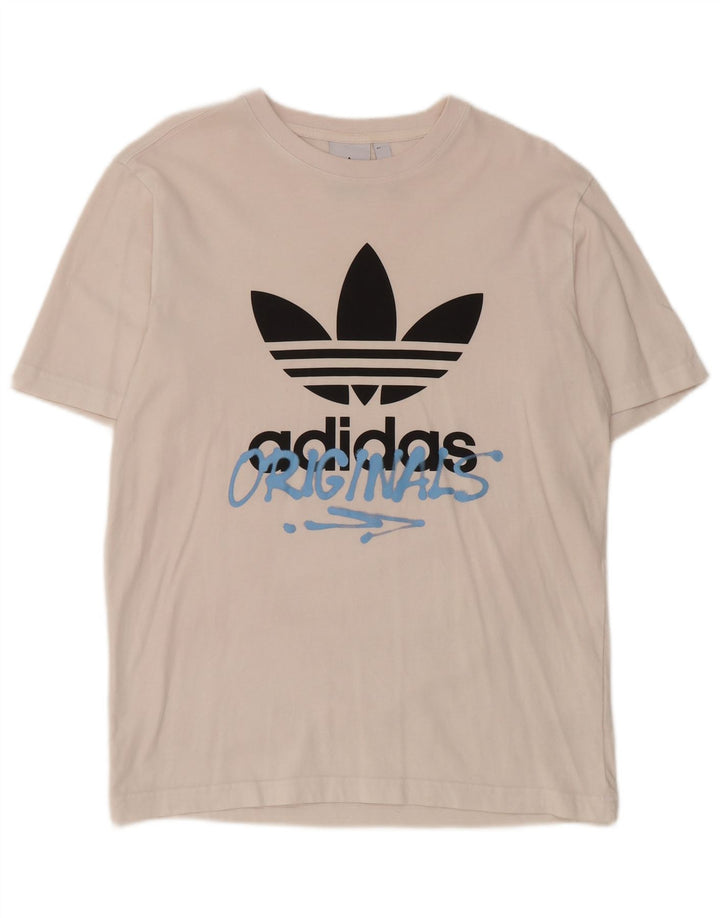 T-shirt grafica da uomo Adidas Top piccola in cotone bianco